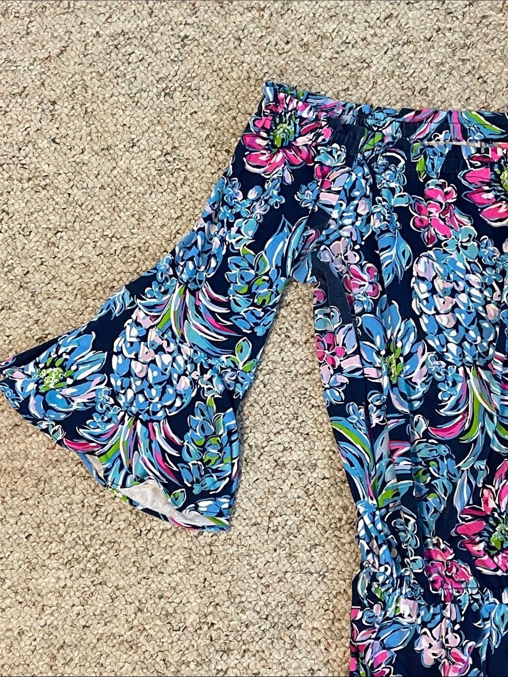 Lilly Pulitzer Navy Floral Off-Shoulder Jumpsuit with Pink & Light Blue Accents - Picture 3 of 10